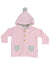 KORANGO Baa Baa White Sheep Hooded Knit Jacket with Contrast Pocket in Pink
