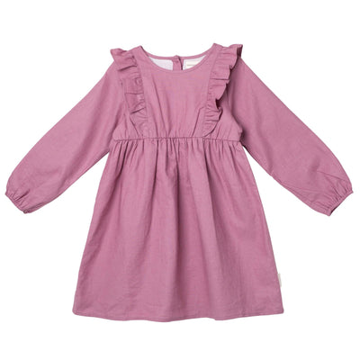 DESIGNER KIDZ Harper Linen Ruffle Dress - Nostalgia Rose