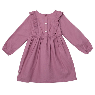 DESIGNER KIDZ Harper Linen Ruffle Dress - Nostalgia Rose