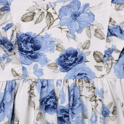 DESIGNER KIDZ Audrey Floral L/S Hazel Dress - Dusty Blue