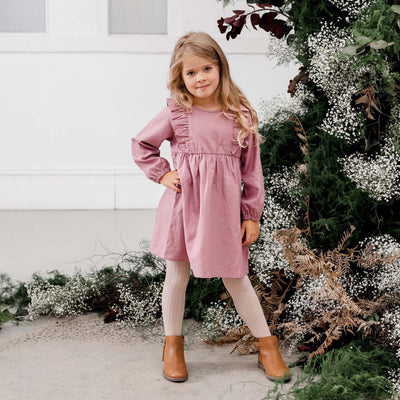 DESIGNER KIDZ Harper Linen Ruffle Dress - Nostalgia Rose