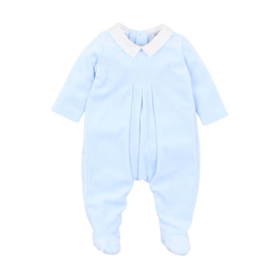 BÉBÉ by MINIHAHA - VELOUR Blue Romper with Collar