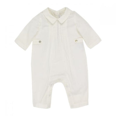 BÉBÉ by MINIHAHA - Long Sleeve Ivory Woven Romper with Tucks