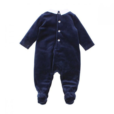 BÉBÉ by MINIHAHA - GEORGE Navy Velour Romper