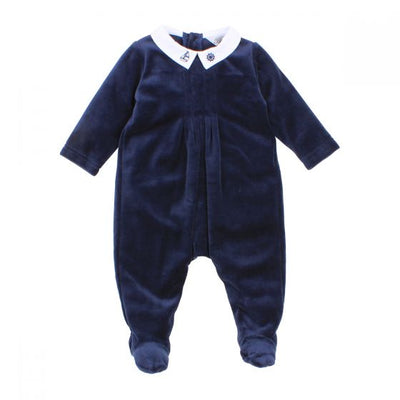 BÉBÉ by MINIHAHA - GEORGE Navy Velour Romper