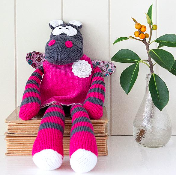 And The Little Dog Laughed - Hand Knitted 'Hazel' Hippo