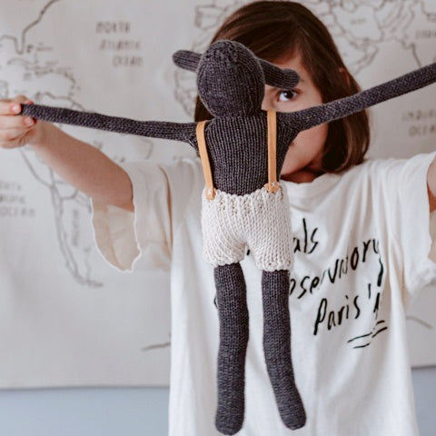 And The Little Dog Laughed - Hand Knitted 'Rupert' Rabbit Merino Wool Overalls