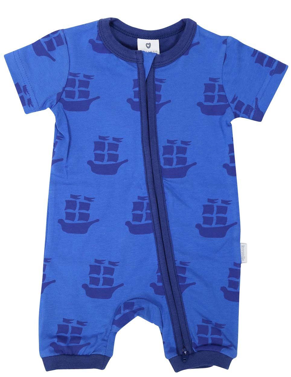 KORANGO Pirate Ships Zip Short Sleeve Romper in Blue