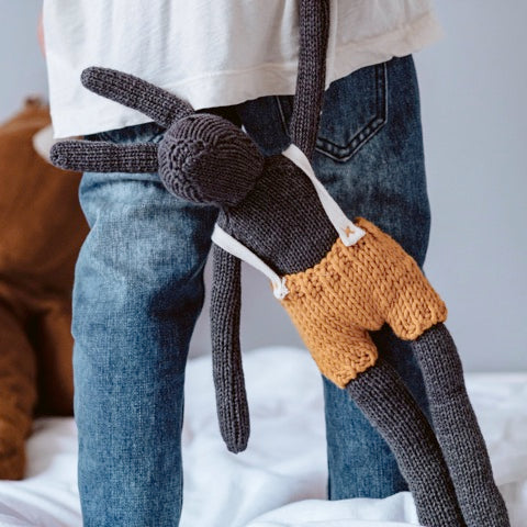 And The Little Dog Laughed - Hand Knitted 'Matilda" Rabbit Merino Wool Overalls