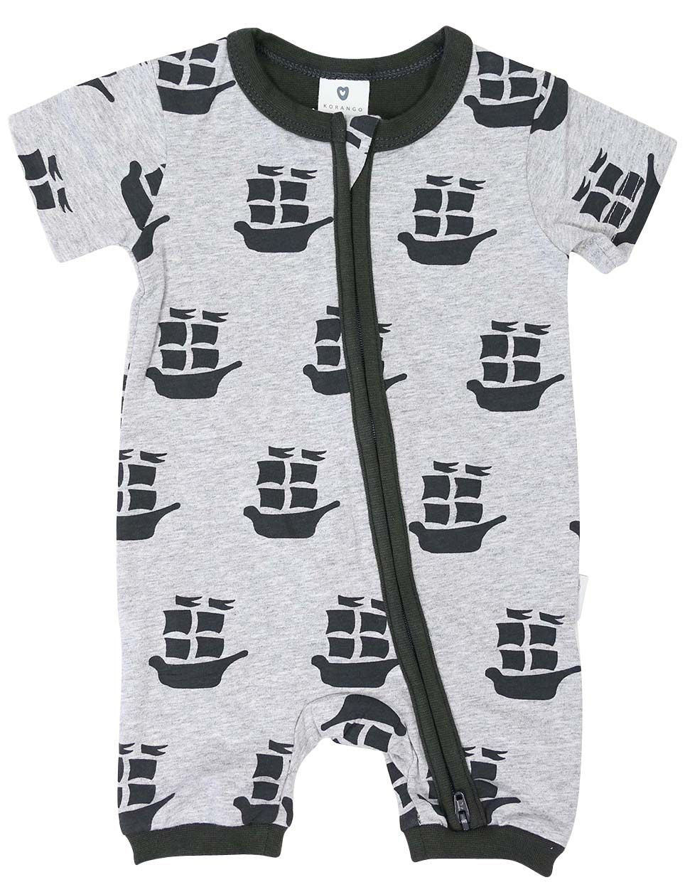 KORANGO Pirate Ships Zip Short Sleeve Romper in C