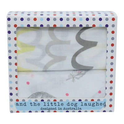 And The Little Dog Laughed - Mmm & Feather Muslin Wrap - Twin Pack