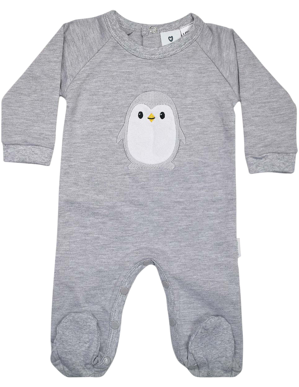 KORANGO Baby Penguin Long Sleeve Romper in Grey Marle