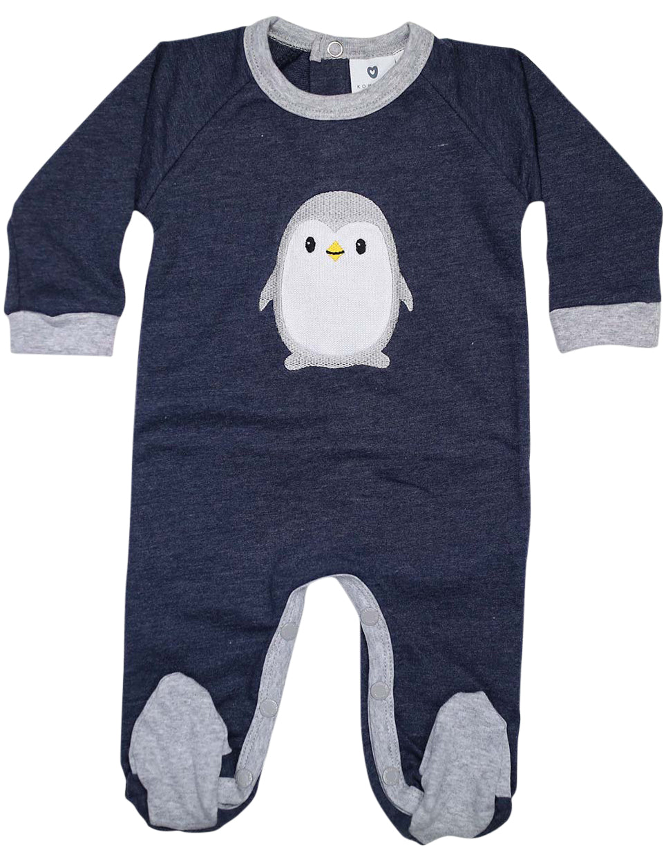 KORANGO Baby Penguin Long Sleeve Romper in Navy Marle