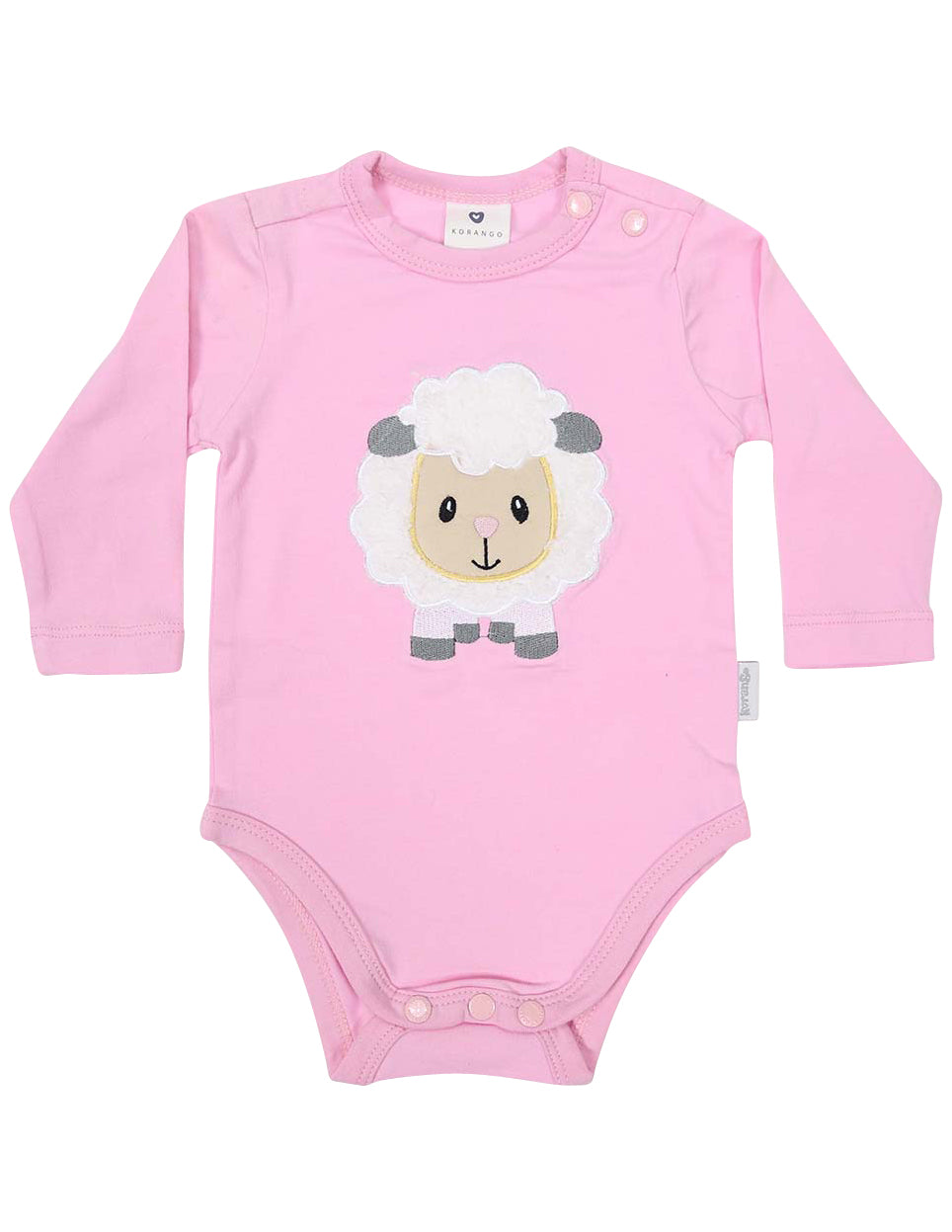KORANGO Baa Baa White Sheep Bodysuit with Applique in Pink