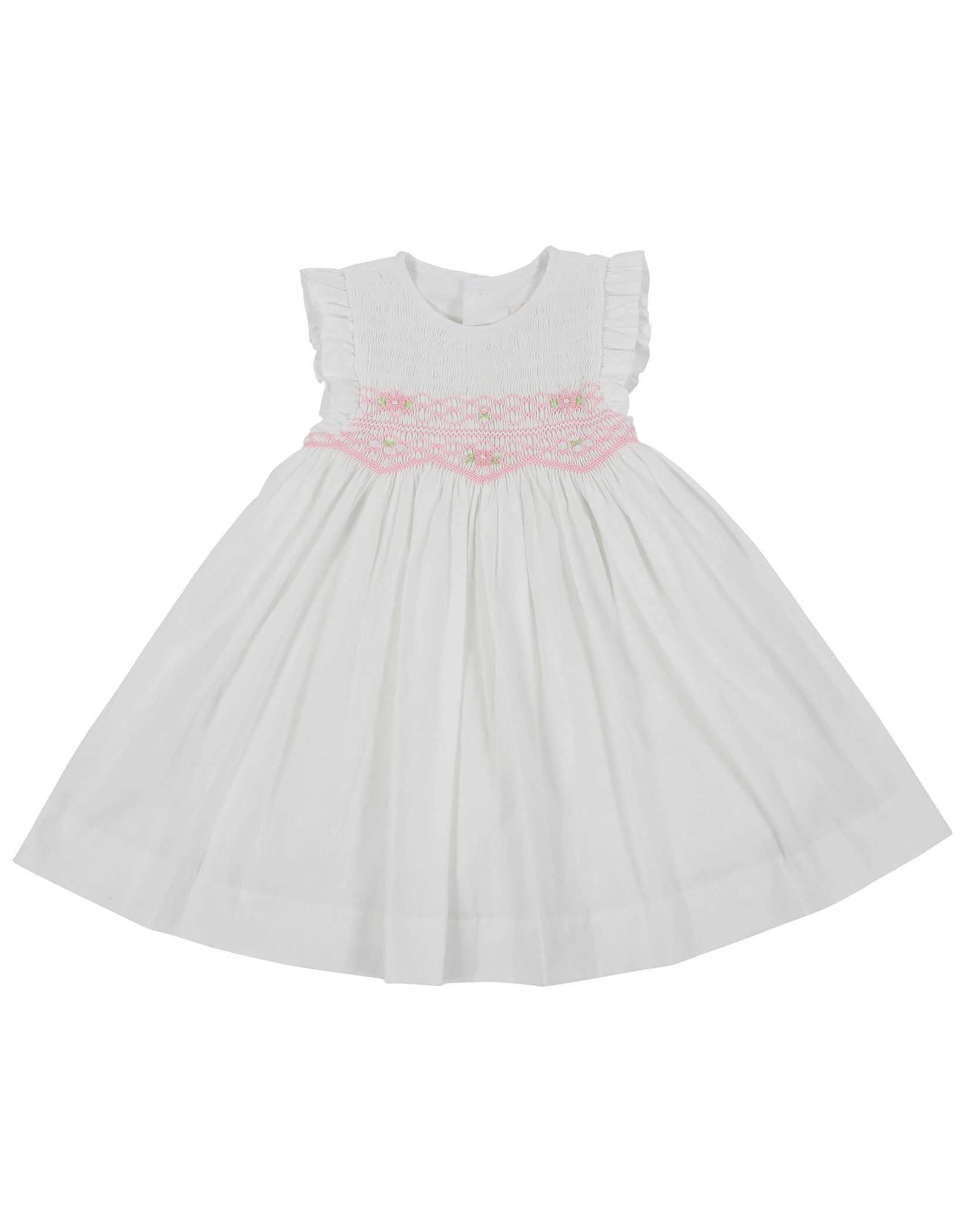 KORANGO Sweet Style Sleeveless Smocked Dress - White