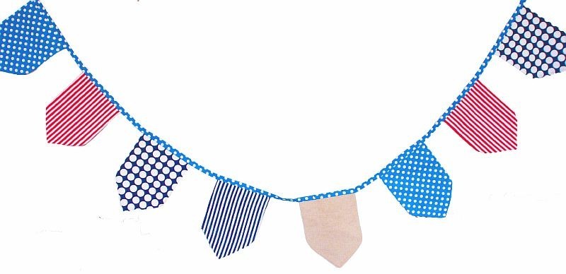 Alimrose Flag Bunting - Blue & Red Stripe 4 Metres