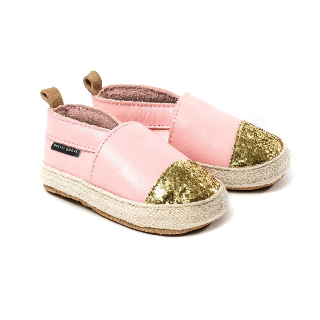 PRETTY BRAVE ESPADRILLE Soft Pink with Glitter Toe