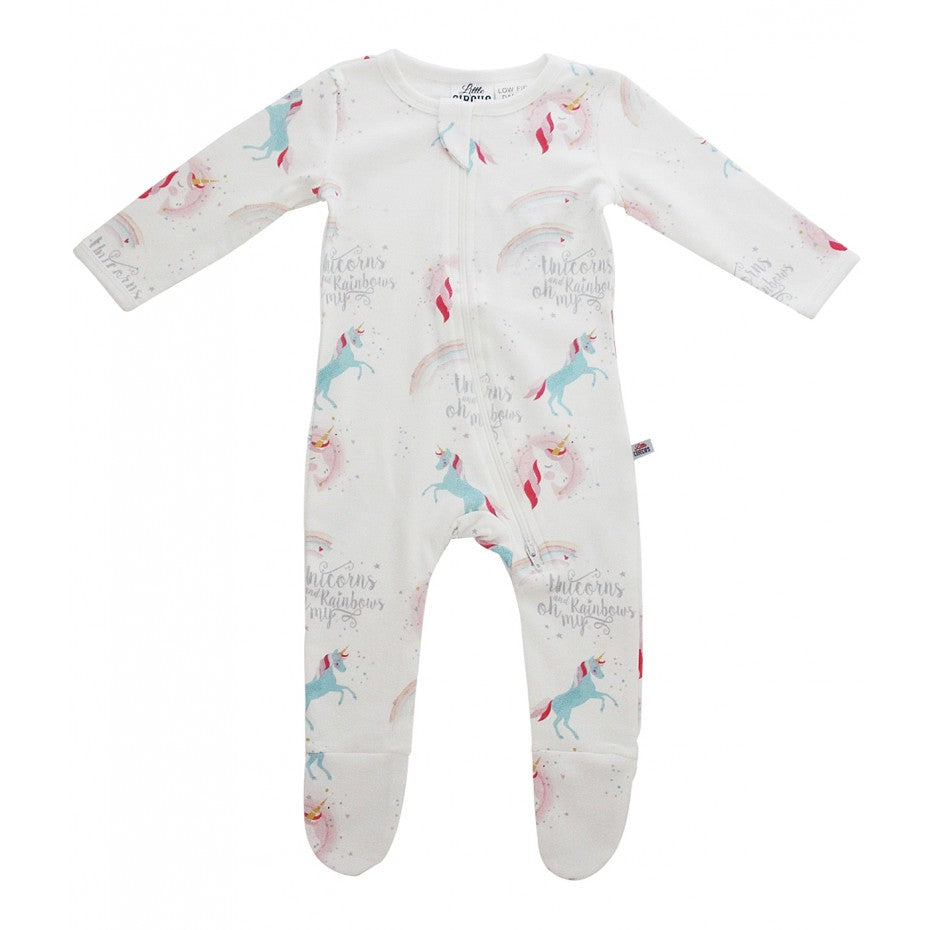 LITTLE CIRCUS Rainbows & Unicorns Footed Zipsuit
